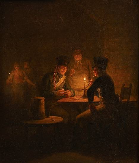 Alexander Lauréus: Husaareita kapakassa, 1810, öljy kankaalle.