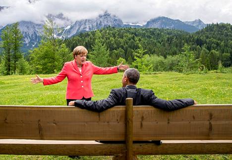 Angela Merkel ja Barack Obama Elmaussa vuonna 2015.