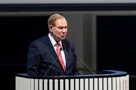 Paavo Lipponen Tampereen huippukokouksen 20-vuotisjuhlasymposiumissa lokakuussa 2019.