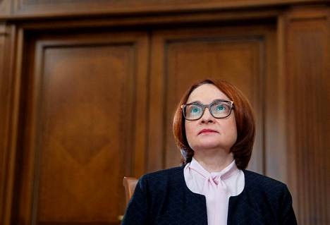 Venäjän keskuspankin johtaja Elvira Nabiullina Reutersin haastattelussa vuonna 2018.