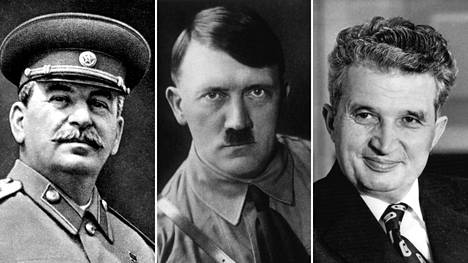 Josif Stalin (vas.), Adolf Hitler ja Nicolae Ceaușescu kuuluvat 1900-luvun diktaattoreihin.