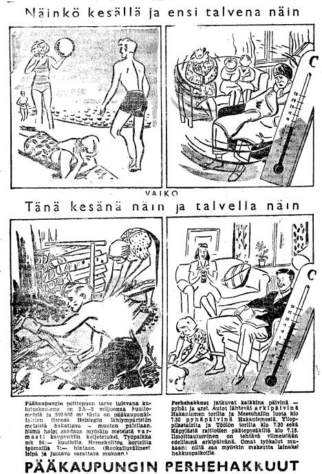 Näin perhehakkuita mainostettiin Ilta-Sanomissa 6. kesäkuuta 1945.