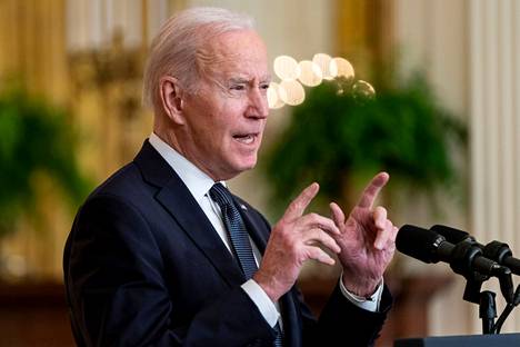Yhdysvaltain presidentti Joe Biden puhui Ukrainan tilanteesta Valkoisessa talossa tiistai-iltana.
