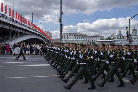 Voitonpäivän paraatin kenraaliharjoitukset Moskovassa sunnuntaina.