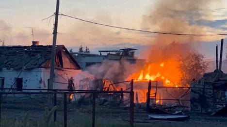 Traces of fighting in the city of Suzha, Kursk Region, Russia, on August 7.