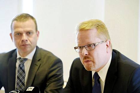 Petteri Orpo ja Ilkka Salmi puhuivat sisäministeriön Turvallinen Suomi -seminaarissa maanantaina.