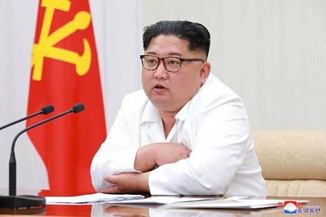 Pohjois-Korean diktaattori Kim Jong-un puhui kommunistipuolueen kokouksessa 18. toukokuuta.