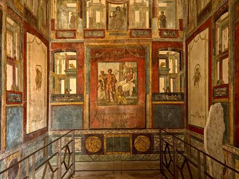 Vettii-talon koristeelliset maalaukset kuvaavat tarinoita kreikkalaisesta mytologiasta.