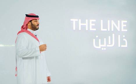 Saudi-Arabian kruununprinssi Mohammed Bin Salman esitteli The Line -hankketta tammikuussa 2021.