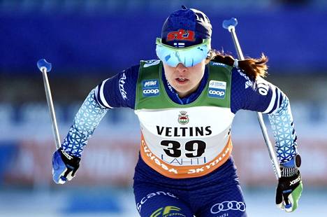 Krista Pärmäkoski odottaa Tour de Skiltä alkua hyvälle lopputalvelle. Kuva Salpausselän kisoista keväältä 2020.