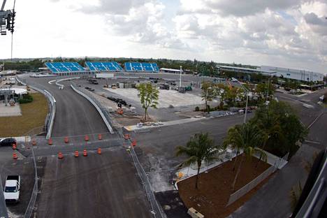 Miamin väliaikainen F1-rata rakennettiin Miami Dolphinsin kotistadionin ympäristöön. Kuva maaliskuulta.
