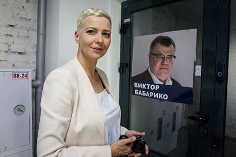Maryja Kalesnikava opposition yhteisellä kampanjatoimistolla Minskin keskustassa elokuussa vuonna 2020.