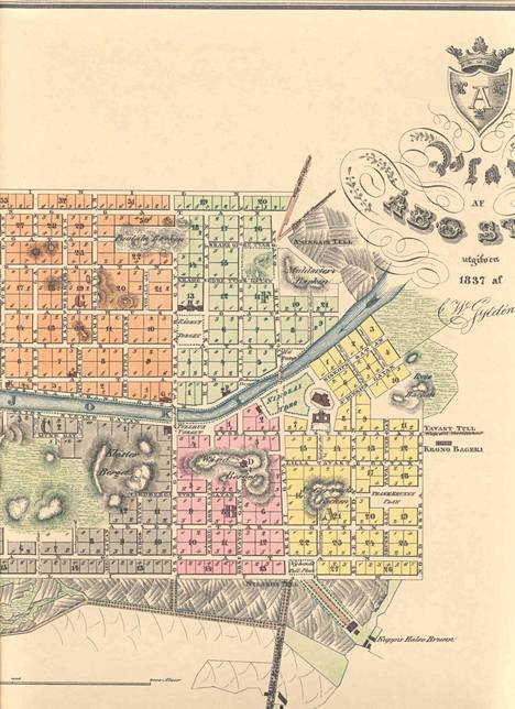 CW Gyldén's city map from 1837 shows the town plan designed by Engel.