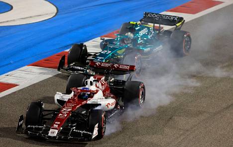 Alfa Romeon Valtteri Bottas kukisti sunnuntaina muun muassa Aston Martinin Nico Hülkenbergin.