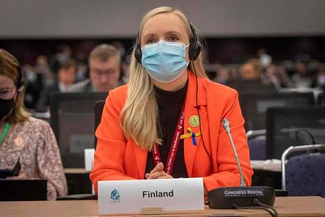 Ympäristöministerit kokoustavat ennallistamisesta tiistaina Brysselissä. Kuvassa Suomea edustava Maria Ohisalo maailman ympäristöministerien COP15-luontokato­kokouksessa.