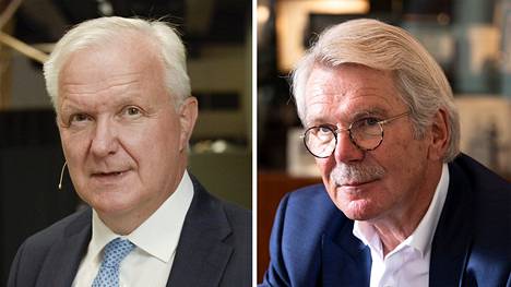 Suomen Pankin pääjohtaja Olli Rehn (vas.) ja suursijoittaja Björn Wahlroos.