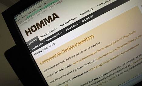 Hommaforum-verkkosivu kuvattuna Helsingissä heinäkuussa 2011.
