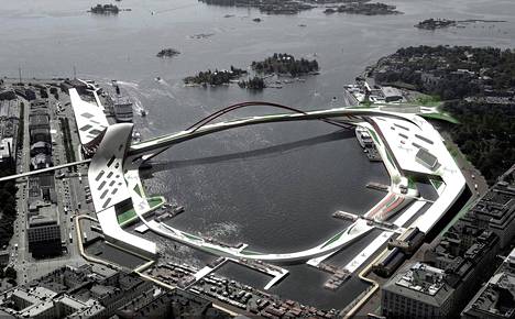 Yhdeksän vuotta sitten järjestetyssä avoimessa suunnittelukilpailussa ehdotettiin siltaa Katajanokalta Eteläsatamaan, ja kansirakennelmia satamien päälle.