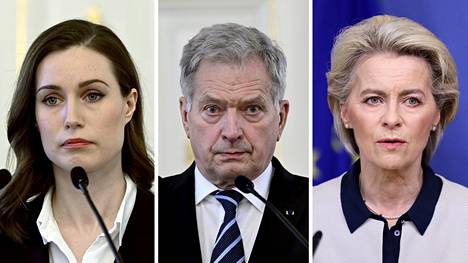 Suomen pääministeri Sanna Marin, tasavallan presidentti Sauli Niinistö ja EU-komission puheenjohtaja Ursula von der Leyen tuomitsevat Venäjän hyökkäyksen Ukrainaan. 