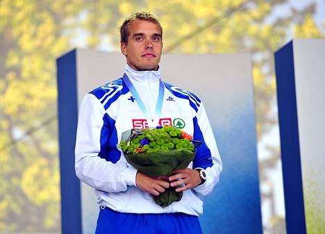 Ari Mannio sijoittui pronssille miesten keihäänheitossa EM-kisoissa Helsingissä 29. kesäkuuta.