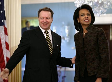 Ulkoministerit Ilkka Kanerva ja Condoleezza Rice tapasivat Washingtonissa helmikuussa 2008.