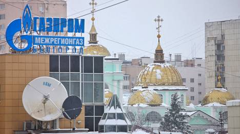 Kaasujätti Gazpromin rakennus Belgorodissa vuonna 2022. 