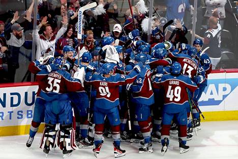 The entire team at the Colorado Avalanche rushed to surround Cale Makar after Thursday’s overtime win.