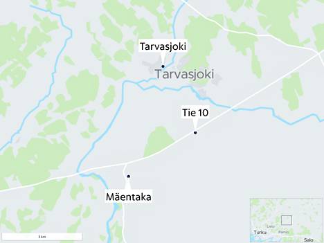 Onnettomuus tapahtui valtatie 10:llä Tarvasjoen ja Mäentaan välisellä osuudella
