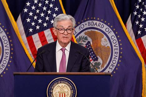 Yhdysvaltojen keskuspankin pääjohtaja Jerome Powell piti lehdistötilaisuuden Washingtonissa keskiviikkona.