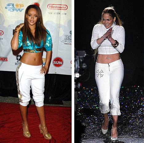 Pop stars Rihanna and Jennifer Lopez both appeared in capris in 2005.