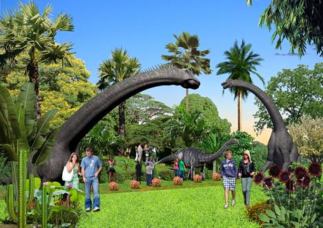 Jurase Parkin havainnekuvassa näkyy robottidinosauruksia, jotka oli määrä tilata Aasiasta.