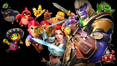 Suomalaisten pelien hahmot ovat maailmanlaajuisesti tunnettuja, mutta kaikkein isoimmat hittipelit ovat viime vuosina tulleet muualta. Etualalla amerikkalaisen Fortnite-pelin hahmo Thanos.