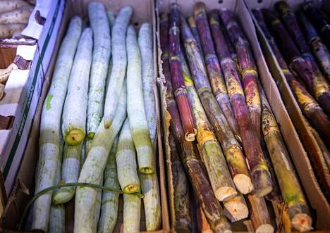 You can also get fresh sugarcane from the vegetable section.