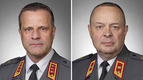 Janne Jaakkola (vas.) ylennettiin kenraaliluutnantiksi ja Ari Kaaksonen prikaatikenraaliksi.