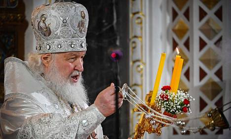 Patriarkka Kirill pääsiäismessussa Moskovassa 23. huhtikuuta 2022. 