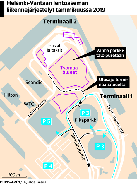 Helsinki-Vantaalle rakennetaan valtava uusi lähtöaula – Laajennuksen tieltä  aletaan purkaa parkkihallia tammikuussa, matkustajien reitit muuttuvat  jatkuvasti - Kaupunki 
