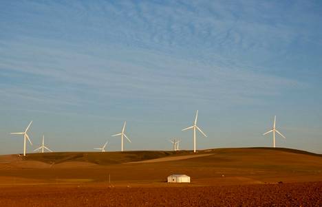 Tuulivoimaloita Etelä-Afrikassa Caledonin kaupungin lähistöllä.