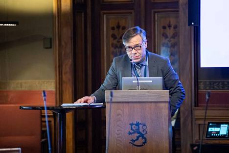 Valtiovarainministeriön kansliapäällikkö Juha Majanen puhui budjettineuvotteluissa Säätytalossa tiistaina.