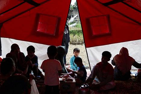 Locals were accommodated in tents in Cianjur on Tuesday.
