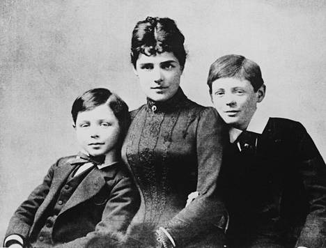 Statesman Winston Churchill as a boy with his mother Jennie, i.e. Lady Randolph Spencer-Churchill and his younger brother John Strange Spencer-Churchill.