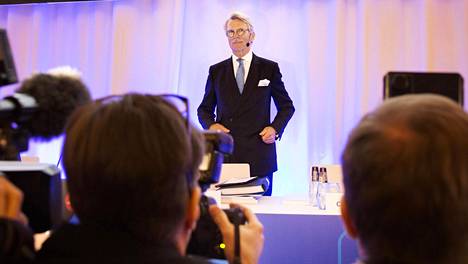 Nordean hallituksen puheenjohtaja Björn Wahlroos puhui yhtiökokouksessa.