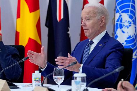 Yhdysvaltain presidentti Joe Biden perjantaina G7-kokouksessa Hiroshimassa.