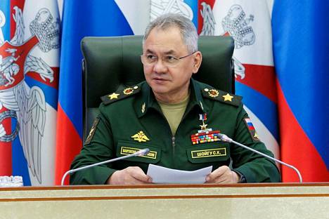 Venäjän puolustusministeri Sergei Šoigu puhui Moskovassa keskiviikkona.