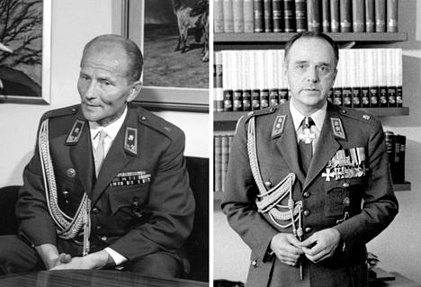 Commander of the Defense Forces Yrjö Keinonen (left) and Lieutenant General Lauri Sutela were in charge of the Finnish army during the occupation of Czechoslovakia in 1968. Sutela became commander of the Defense Forces in 1974.