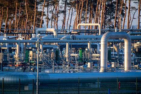 Venäjältä tulevan Nord Stream -kaasuputken vastaanottoasema Lubminissa Saksassa.