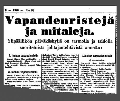 Helsingin Sanomat 13. huhtikuuta 1940.