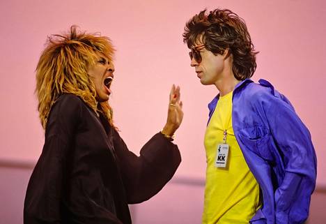 Tina Turner ja Mick Jagger Philadelphiassa vuonna 1985.