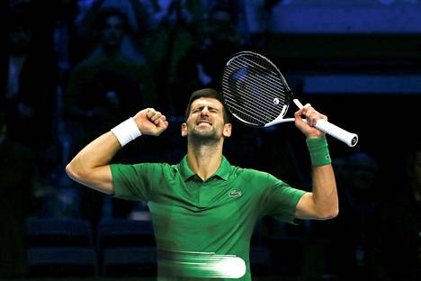 Novak Djokovic juhli maanantaina ATP-finaaliturnauksen avausvoittoa. 