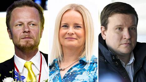 Juho Eerola, Riikka Purra ja Ville Tavio ovat mahdollisia seuraajia Jussi Halla-aholle perussuomalaisten puheenjohtajaksi.