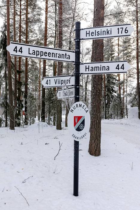 Road sign in Nurmela village.